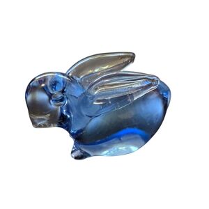 Light Blue Hand Blown Art Glass Bunny Rabbit Figurine Paperweight